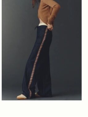 NWT MAEVE PULL-ON HIGH-RISE WIDE-LEG TRACK PANTS size Medium